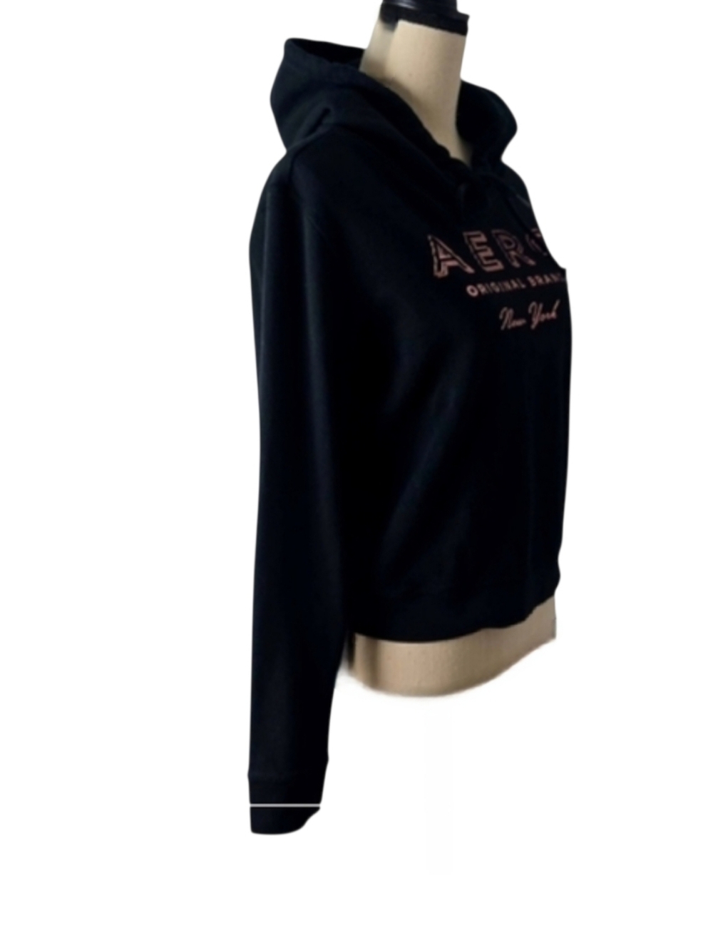 Aeropostale Black Foil Logo Print Hoodie Size Medium - Picture 5 of 8